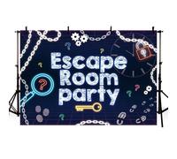 MEHOFOND 2,1 x 1,5 m Escape Room Tema Party Sfondo Misterioso Impronta Lente d'ingrandimento Catena di Ferro Chiave Fotografia Sfondo Compleanno Famiglia Festa Decorazione Banner Forniture Studio