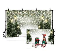 MEHOFOND 2,1 x 1,5 m Inverno Fiocco di Neve Natale Sfondo Verde Naturale Cedro Nevicata Ritratto Fotografia Sfondo Neve Scena Luce Natale Festa Decorazione Banner Foto Studio Booth