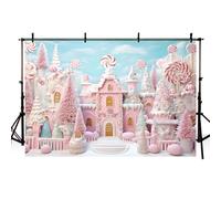 MEHOFOND 2,1 x 1,5 m sfondo natalizio Candy Gingerbread Castle Winter Snowflake Glassa Albero di Natale Fotografia Sfondo Adulto Bambini Ritratto Famiglia Festa Decorazione Banner Forniture Studio