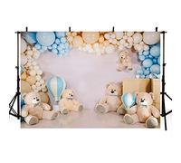MEHOFOND 2,4 x 1,8 m orso bambino fotografia sfondo ragazzo compleanno baby shower neonato ritratto sfondo banner palloncini e torta orso smash decorazione studio fotografico puntelli forniture