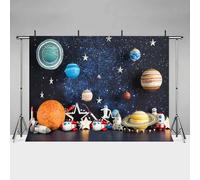 MEHOFOND - Sfondo esterno per fotografia, buon compleanno, foto, astronauta, razzo, astronomia, pianeta, galassia per feste e feste, 2,1 x 1,5 m