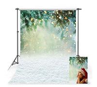 MEHOFOTO 1,8 x 2,4 m Bianco Neve Studio Foto Sfondo Inverno Natale Fiocco di Neve Paesaggio Foglie Verdi Bokeh Fotografia Fondali Puntelli
