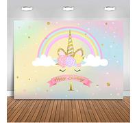 Mehofoto 1st Birthday fondale 2,1 x 1,5 m cotone poliestere Unicorn Baby Shower arcobaleno foto fondali neonato bambino neonato fotografia sfondo