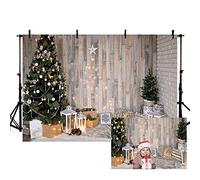 MEHOFOTO 2,1 x 1,5 m albero di Natale rustico marrone legno fondali da parete stringa luci regali ghirlanda fotografia sfondo Buon Natale cena festa festa decorazione foto puntelli Banner forniture