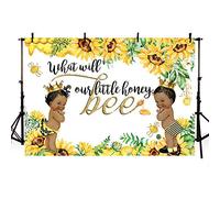 MEHOFOTO 2,1 x 1,5 m Bee Gender Reveal Party Decorazioni Sfondo Giallo Little Honey Bee Girasole Ragazzo o Ragazza Baby Shower Fotografia Sfondo Foto Banner per Dessert Forniture Da Tavolo