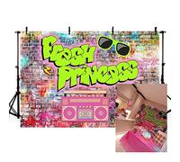 MEHOFOTO 2,1 x 1,5 m Festa di compleanno Fotografia Sfondo The Fresh Princess Bnner Pink Graffiti Muro di mattoni Stile hip-hop Vintage Neon Nightclub Decorazioni Photo Booth Studio Puntelli