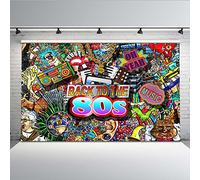 Mehofoto 80S party a tema decorazione fondale 2,1 x 1,5 m policotone hip hop 80S, sfondo, senza cuciture, facile da trasportare fotografia puntelli