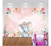 Mehofoto Elephant fondale 7x5ft simpatico elefante di compleanno Photo Booth fondali per Doccia Fotografia Ragazze Pink Flower Baby Elephant Sfondo