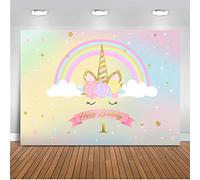 Mehofoto - Fondale per 1° compleanno, 2,1 x 1,5 m, motivo: unicorno per baby shower, arcobaleno