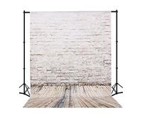 Mehofoto mattoni bianchi parete fondale fotografico poliestere legno pavimento sfondo 1,5 x 2,1 m