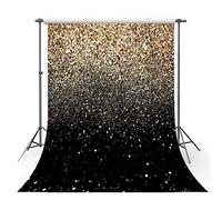 MEHOFOTO - Striscione per fotografie di compleanno per bambini e adulti, con scritta "Happy Birthday to You", colore: oro, nero, argento, per palloncini, Gold Glitter, 5x7ft