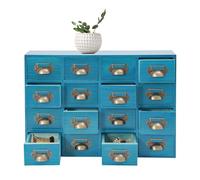 MEHOOSPVN Armadio per farmacia, con cassetti, 16 cassetti, vintage, per la casa e l'ufficio, in legno, per la biblioteca, catalogo, per gioielli, blu
