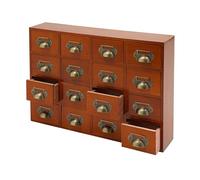 MEHOOSPVN Armadio per farmacia, con cassetti, 16 cassetti, vintage, per la casa e l'ufficio, in legno, per la biblioteca, catalogo, per gioielli, marrone