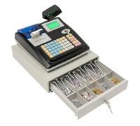 MEHOOSPVN Registratore di cassa, checkout per il commercio, LED display del cliente registratore di cassa elettronico 48 pulsanti Cassetto di cassa multifunzionale Grande capacità Sistema di cassa al