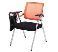 MEHWSAR Sedia da ufficio pieghevole impilabile con scrivania attaccata, sedia da ufficio impilabile con schienale ergonomico (arancione)