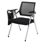 MEHWSAR Sedia da ufficio pieghevole impilabile con scrivania attaccata, sedia da ufficio impilabile con schienale ergonomico (nero)