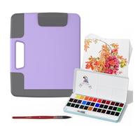 MEI LIANG Set di acquerelli da viaggio, il set include 36 colori ad acquerello in tinta unita + 19,1 x 19,1 cm 50% cotone carta per acquerello (20 fogli) + 1 pennello per acquerello + organizer