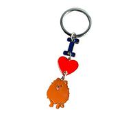MeiAOBest Portachiavi con ciondolo a forma di cane, con scritta ''I Love Dog'', in metallo, per gli amanti dei cani, colore marrone Pomerania