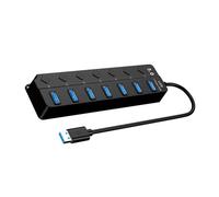 MEIBAOGE Adattatore USB 3.0 con 7 porte alimentate con interruttori individuali, luci per unità lampeggianti, console di gioco per PC portatili