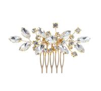 MEIBAOGE Elegante pettine per capelli con strass, accessorio per capelli da sposa, accessorio per capelli da sposa, strumento per lo styling per donne e feste di nozze, 9 x 5,5 cm, oro