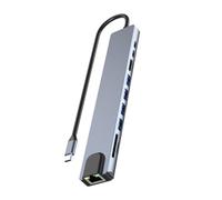 MEIBAOGE Hub USB C ad alte prestazioni Adattatore multiporte con lettore di schede Ethernet Espansione USB e funzionalità di visualizzazione 4K