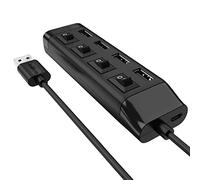 MEIBAOGE Hub USB portatile a 4 porte USB 2.0 Splitter con singoli interruttori on/off Espansore multiplo Hub USB Plug and Use