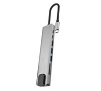 MEIBAOGE Piccolo adattatore USB C Hub USB C con accesso veloce alla scheda di memoria di ricarica RJ45 PD100w per professionisti in viaggio