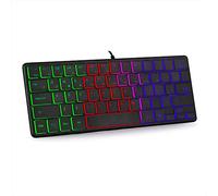 MEIBAOGE Tastiera USB cablata 60% compatta 64 Tasti Piccola Tastiera Portatile da Gioco Offi Mute RGB retroilluminata per Giocatori PC, Tastiera cablata