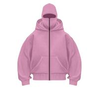 MEIbax Balaclava - Felpa con cappuccio con cappuccio, con cerniera, da donna, con cappuccio, balaclava e cappuccio, per sport, all'aria aperta, bicicletta, cappotto, autunno, Rosa-2., XL