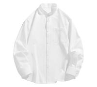 MEIbax Camicie Casual Uomo Manica Corta Collo Mao Dritto Ample Alla Moda Taglio Regolare Abbottonato Traspirante Leggero Stile Cinese per Uso Quotidiano e Stile Street, bianco, 3XL