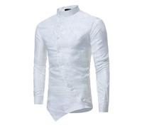 MEIbax Camicie Casual Uomo Manica Lunga Stampa Floreale Moda Patchwork Taglio Regolare Abbottonato Traspirante Leggero Confortevole Casual per Tempo Libero All'aperto, bianco, XXL