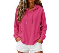 MEIbax Felpa con cappuccio a maniche lunghe con cordino casual, comoda per lo sport e le vacanze, stile urbano chic ed elegante, rosa acceso, 5XL