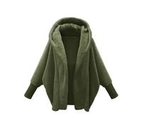 MEIbax Giacca in Pile Donna Calda Felpe a Manica Lunga Con Cappuccio Aperto Frontale Foderato In Pile Soffice Outwear Tinta Unita Cappotto Giacca Inverno Aututume, AC-VERDE, 5XL