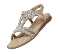 MEIbax Sandali da donna estivi romane a punta fine con strass a punta aperta con cinturino posteriore incrociato, stile fata, elegante, antiscivolo, per vacanze e spiaggia, cachi., 41 EU