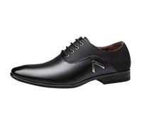 MEIbax Scarpa Uomo Derby Oxfords Scarpa Città Brogues Elegante Scarpa In Pelle Con Lacci Dressing Design Classico Vintage Commerciale Tinta unita con Finitura A Mano, Le Noir, 40 EU