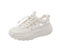 MEIbax Scarpe da ginnastica da donna, con lacci in rete, leggere, comode, antiscivolo, per passeggiate e fitness da tennis e per tutti i giorni, beige, 36 EU 3X-Étriot