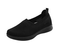 MEIbax Scarpe ortopediche da donna in tessuto a rete piatta traspirante leggera morbida antiscivolo confortevole ammortizzazione con supporto plantare per camminare quotidiano, Le Noir, 41 EU