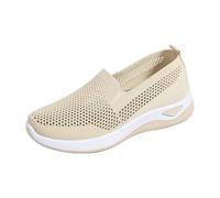 MEIbax Scarpe ortopediche da donna, in tessuto a rete, traspirante, suola morbida e spessa, antiscivolo, comoda e leggera, per camminare la madre anziana quotidiana, beige, 39 EU