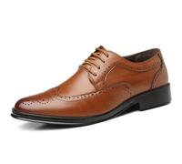 MEIbax Scarpe Uomo Pelle Oxfords Derby Scarpa Città Brogues Scarpa Pelle Lacci Derby Low Vintage Vestibilità Confortevole Tinta unita Commerciale per Affari Costume, marrone, 41 EU