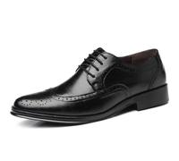 MEIbax Scarpe Uomo Pelle Oxfords Derby Scarpa Città Brogues Scarpa Pelle Lacci Derby Low Vintage Vestibilità Confortevole Tinta unita Commerciale per Affari Costume, Le Noir, 46 EU