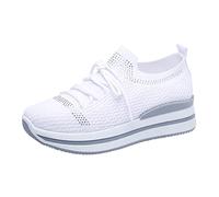 MEIbax Sneakers da donna, scarpe da tennis, sneakers con lacci in rete, comode e antiscivolo, traspiranti per corsa, camminata, fitness e palestra, bianco, 39 EU 3X-Étriot