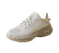 MEIbax Sneakers da donna, sneakers da passeggio, scarpe con lacci in rete, con cuscino d'aria ammortizzante, traspiranti per fitness e jogging quotidiano e casual, beige, 40 EU 3X-Étriot