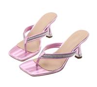 MEIbax Tacchi a spillo da donna sandali a punta aperta con tacco alto e strass scarpe da ballo sexy per sera ballo di fine anno, Rosa, 36 EU 3X-Large