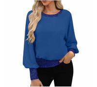 MEIbax Top Paillette Donna Girocollo Patchwork Con Cappuccio Felpa Scintillante Confortevole Traspirante per Autunno Inverno Serata Club Tempo Libero Festival Promo Elegante, blu, L