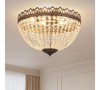 meibeileil Plafoniera led Soffitto Vintage Rotondo In Cristallo,Lampadario E14 Nero E Oro 5 Luci,Base In Color Bronzo Anticato Plafoniera Soffitto Per Soggiorno,Sala Da Pranzo,Villa,Nero, 60W,Ø46Cm.