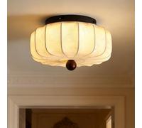 meibeileil Rotonda Lanterna Plafoniera Soffitto,Bianco Wabi-Sabi Paralume Tessuto Φ30Cm Lampada Da Soffitto,Stampa Boho Beige Lampadario Led Soffitto per Soggiorno,Camera Da Letto,Cucina,Luce Calda.
