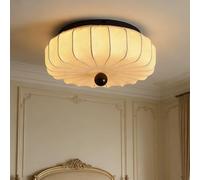 meibeileil Rotonda Lanterna Plafoniera Soffitto,Bianco Wabi-Sabi Paralume Tessuto Φ40Cm Lampada Da Soffitto,Stampa Boho Beige Lampadario Led Soffitto Dimmerabile Con Telecomando per Soggiorno,Cucina.