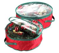 MeiBoAll 2 sacchetti portaoggetti per ghirlande natalizie, 50 cm, contenitore per ghirlande natalizie, contenitore per ghirlande natalizie, con finestra trasparente, in tessuto resistente agli