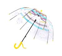 Meichoon Bambini Manico Lungo Ombrello Push-Pull Open Rainbow Striped Pattern Bella Nuvole Arcuato Manico Easy Grip Anti-rottura per ragazzi Ragazze de 3 a 10 años Amarillo