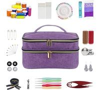 Meichoon Borsa portaoggetti per accessori da cucito di grande capacità, progettata con una struttura a doppio strato con tasche multiple e scomparti interni per fai da te e ben organizzata